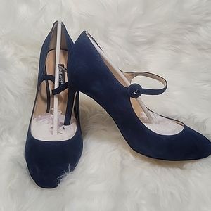 Dark blue suede heels